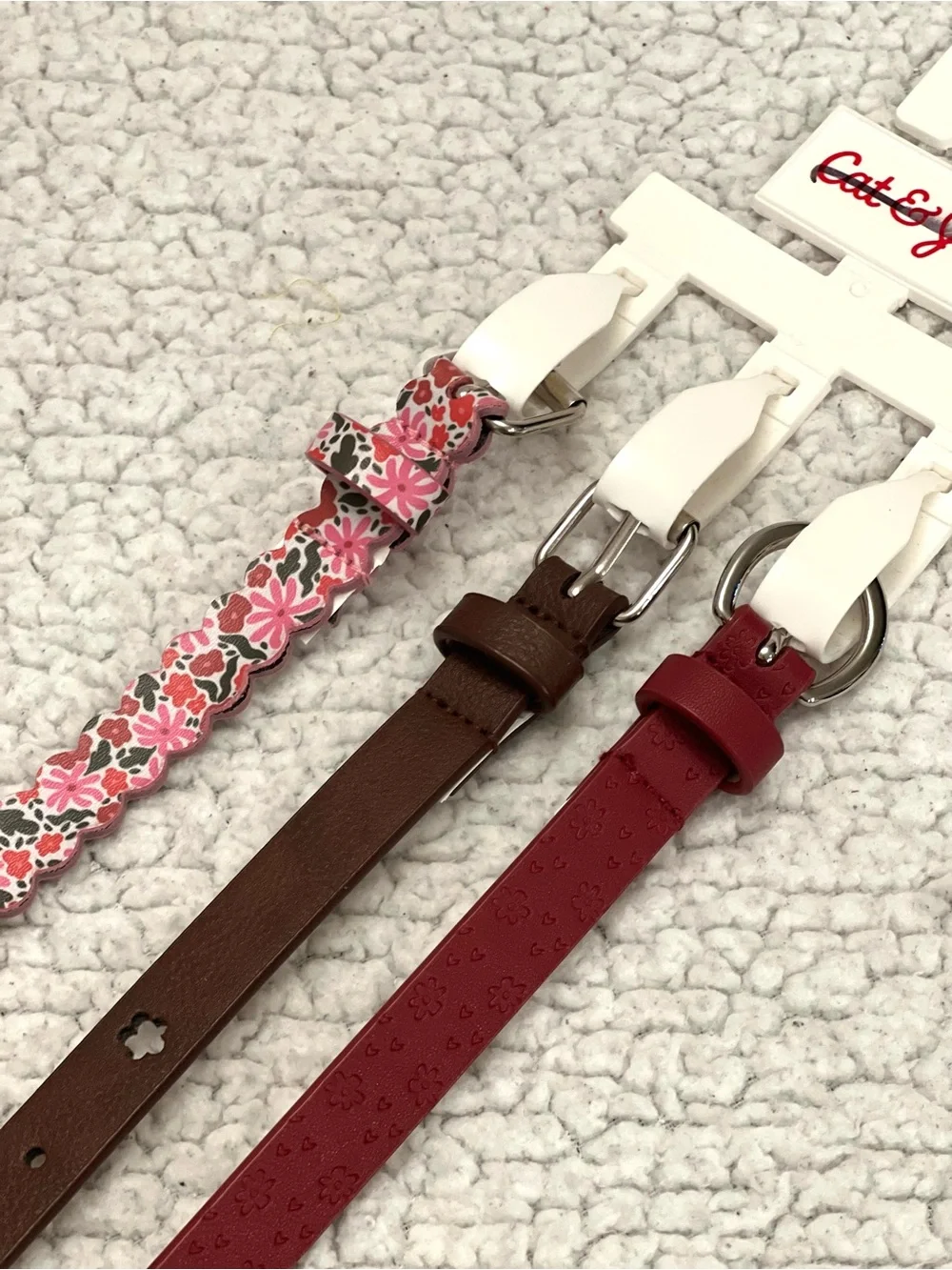 Cat & Jack Pink Floral, Brown & Red Girls Belt Set